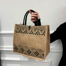 Simple Linen Tote Bag With Large Capacity - Style Print - Semicircle