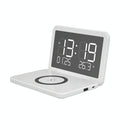 Foldable Desk Calendar Clock With Wireless Charger & Alarm - White