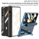 For Samsung Galaxy Z Fold4 5G Shockproof Magnetic Case With Pen Slots - Silver
