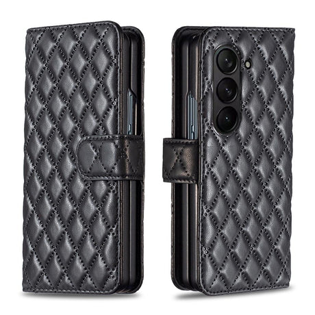 For Samsung Galaxy Z Fold4 5G Samsung Fold 4 Diamond Lattice Wallet Case - Sleek And Stylish - Purple