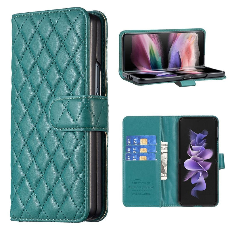 For Samsung Galaxy Z Fold4 5G Samsung Fold 4 Diamond Lattice Wallet Case - Sleek And Stylish - Purple