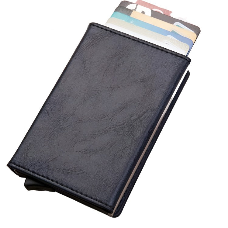 Aluminum Rfid Card Holder with Automatic Pop-up Function - Coffee