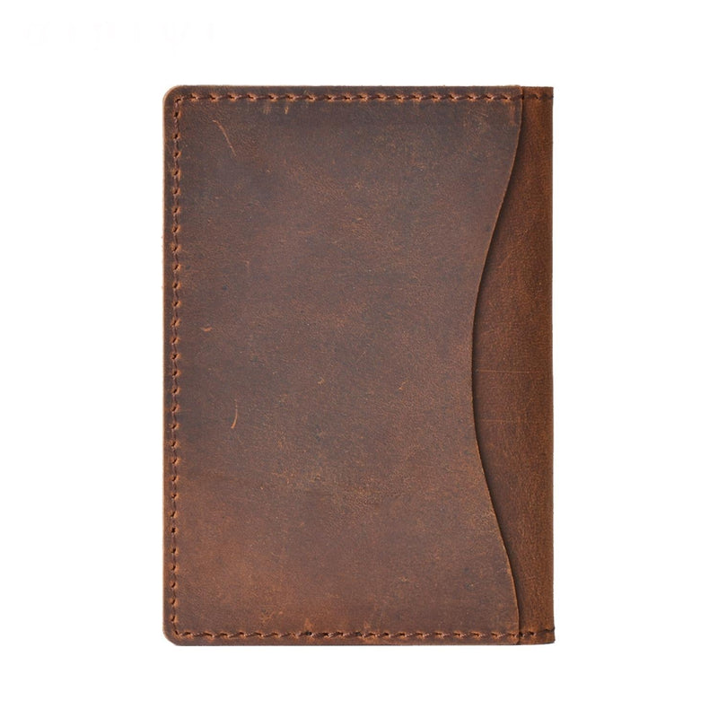 Minimalist Cowhide Card Holder Compact Wallet For Bank & Membership Cards - Coffee