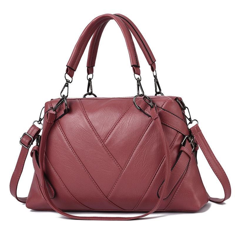 Soft Leather Geometric Handbag - Colourblock - Green