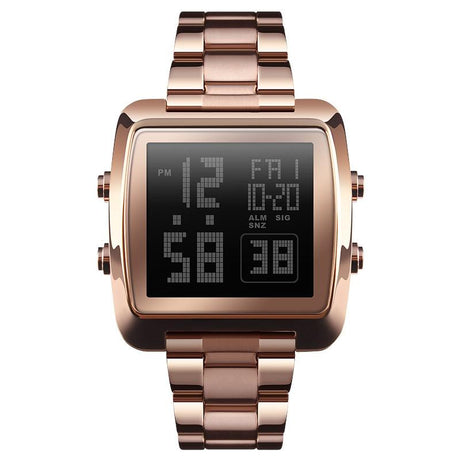 Vintage Gold Steel Square Watch - Waterproof & Luminous - Rose Gold