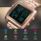 Vintage Gold Steel Square Watch - Waterproof & Luminous - Rose Gold