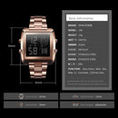 Vintage Gold Steel Square Watch - Waterproof & Luminous - Rose Gold