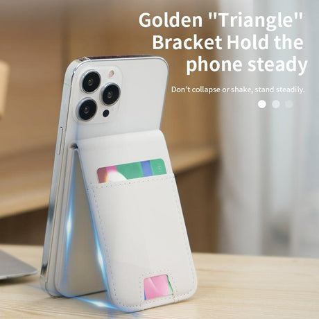 3 In 1 Magnetic Wireless Charger With Card Holder And Phone Bracket - Beige