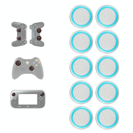 10-piece Luminous Gamepad Button Caps for Ps5 / Ps4 / Ps3 / Xbox one / 360 / Pro / Series x / s - Transparent Red Circle