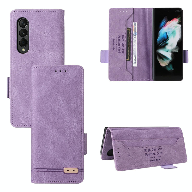 For Samsung Galaxy Z Fold4 5G Leather Flip Case With Magnetic Clasp - Red