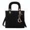 Leather Crossbody Bag With Rhombus Pattern For Women - Black