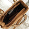 Leather Crossbody Bag With Rhombus Pattern For Women - Black