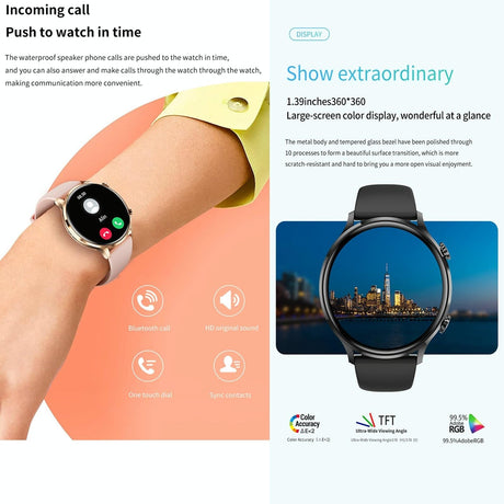 1.39 Inch Bt5.2 Smart Sport Watch Support Bluetooth Call / Sleep / Blood Oxygen / Temperature / Heart Rate / Blood Pressure Health Monitor - Pink