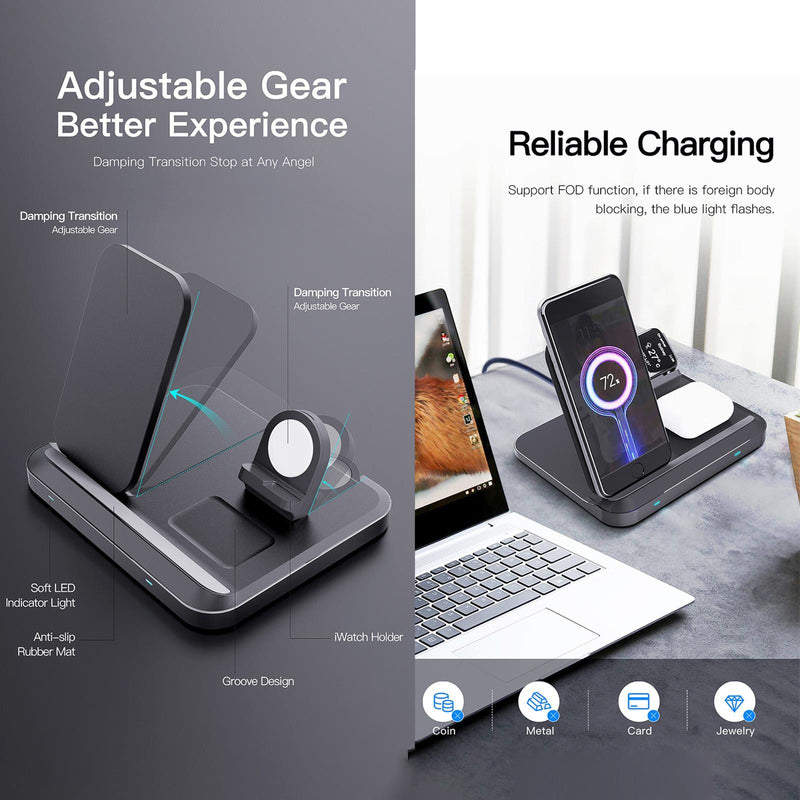 15W 3 In 1 Foldable Wireless Charger - White