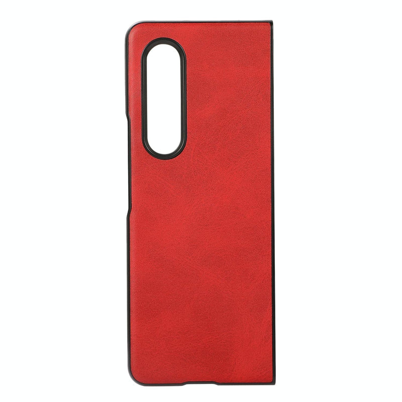 For Samsung Galaxy Z Fold4 5G Dual Tone Calf Texture Shockproof Case - Red