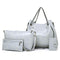 Retro Ladies Handbag - 4-In-1 Fashion Bucket Bag With Large Capacity - Light Grey