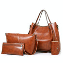 Retro Ladies Handbag - 4-In-1 Fashion Bucket Bag With Large Capacity - Light Grey