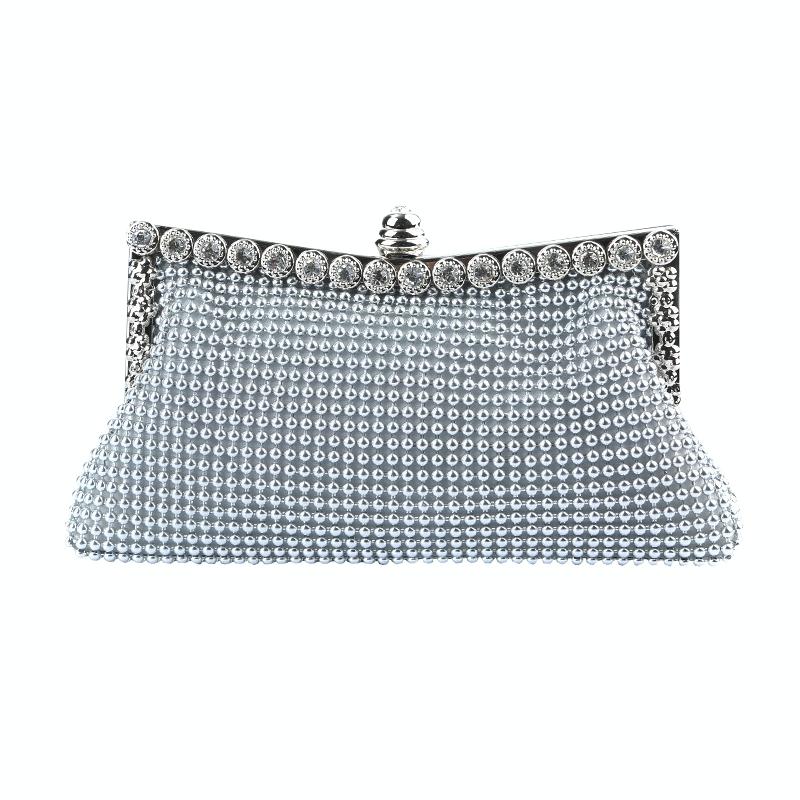Rhinestone Evening Clutch For Ladies - Beaded Banquet Bag - Gold
