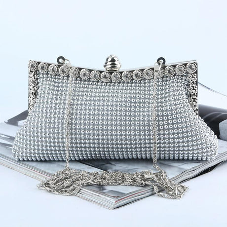 Rhinestone Evening Clutch For Ladies - Beaded Banquet Bag - Gold