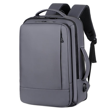 Waterproof Expandable Laptop Backpack With Usb Port - Grey