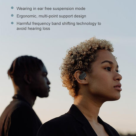 Black Yj77 Bluetooth 5.2 Ear-mounted Bone Conduction Headset for Left Ear - Left Ear White