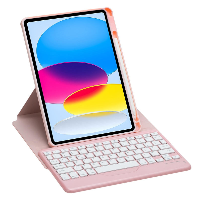 360 Rotation Bluetooth Keyboard Leather Case For Ipad 10.9 2022 - Pink