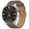 Smart Leather Watch With Colour Screen - Silver