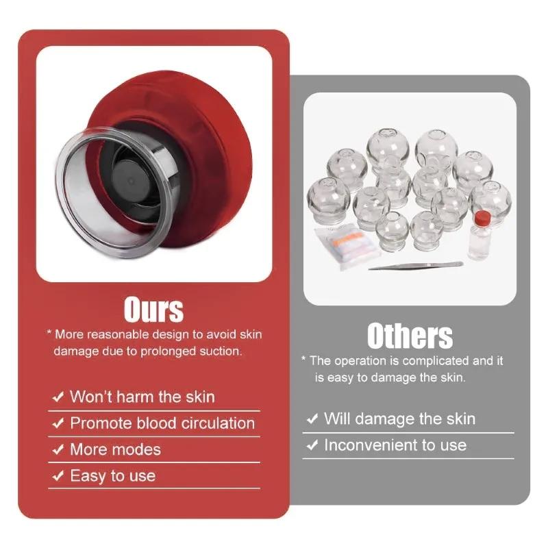 12-Speed Cupping Massager Set With 3 Cups - Red