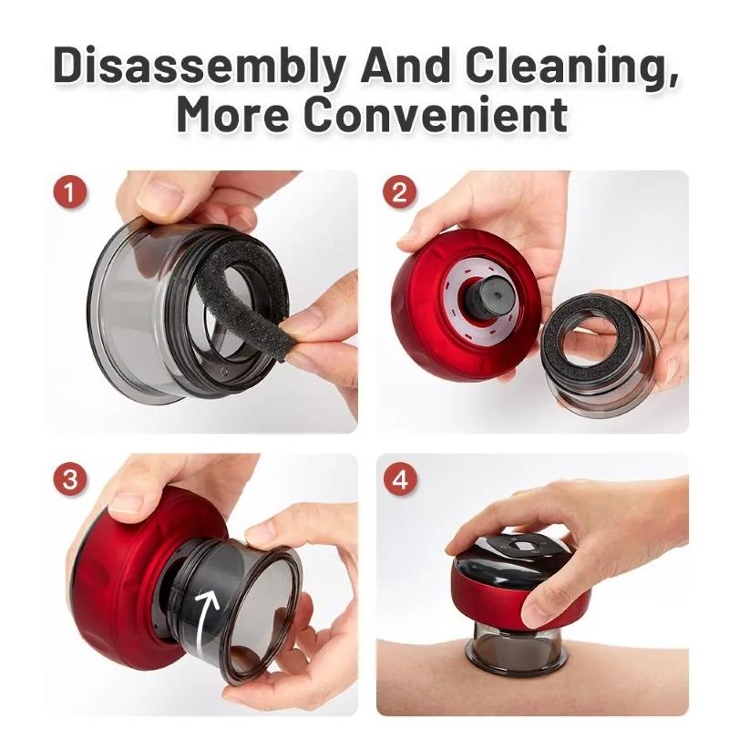 12-Speed Cupping Massager Set With 3 Cups - Red