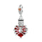 925 Sterling Silver Heart Pendant With Beaded Detail - Red