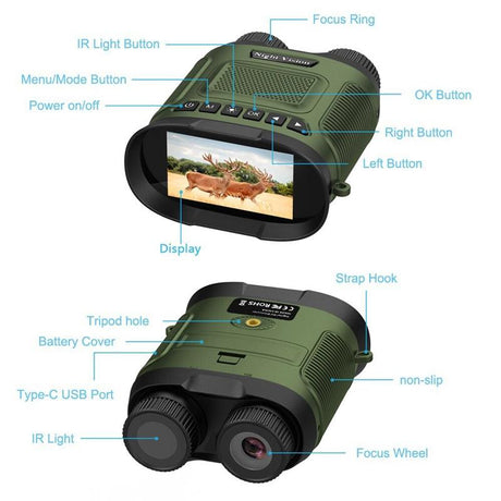 3 Digital Night Vision Binoculars with 3 Ips Screen - Green