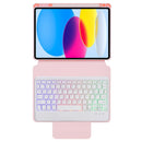 360 Rotation Bluetooth Keyboard Leather Case For Ipad 10.9 2022 With Backlight - Pink