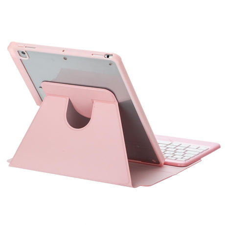 360 Rotation Bluetooth Keyboard Leather Case For Ipad 10.9 2022 With Backlight - Pink