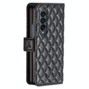 For Samsung Galaxy Z Fold4 5G Diamond Lattice Flip Wallet Case - Purple