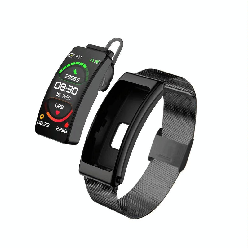 1.14 Inch Steel Band Earphone Detachable Smart Watch Support Bluetooth Call - Gold
