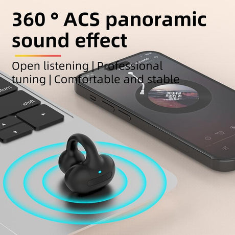 Wireless Single Ear Clip-on Bluetooth Earphone - M-s8 - Gray