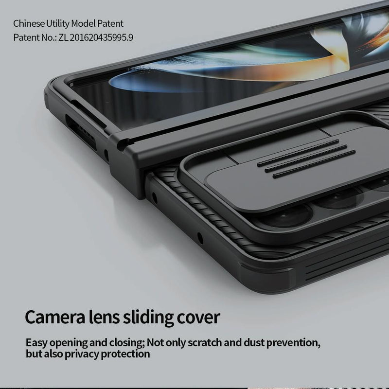 For Samsung Galaxy Z Fold4 5G Mirror Pro Camshield Case Set - Black