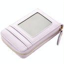 Multi Slot Short Card Holder With Zipper Coin Purse Pu Leather - Light Green