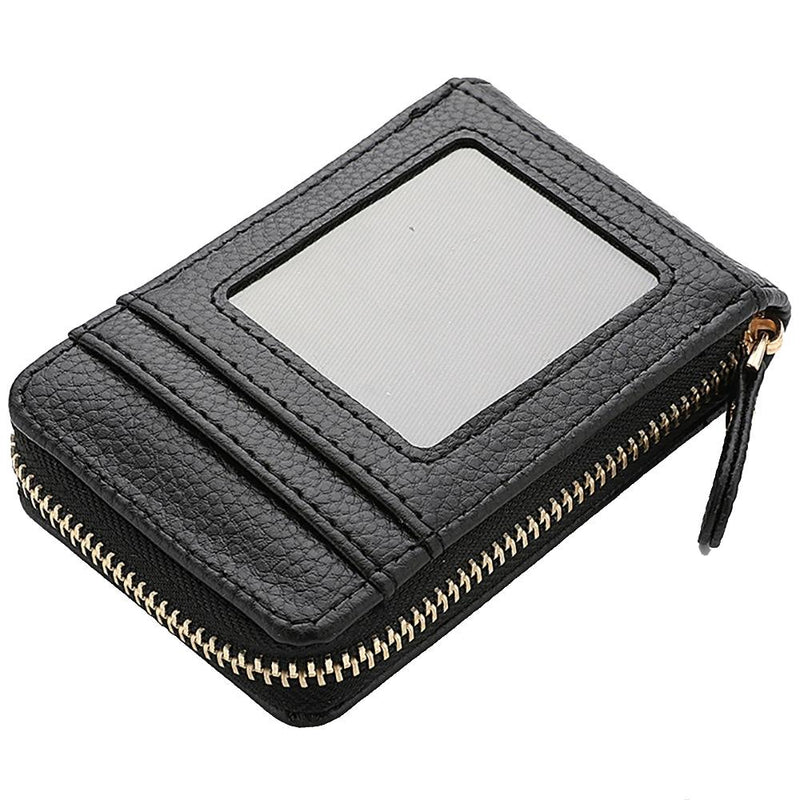 Multi Slot Short Card Holder With Zipper Coin Purse Pu Leather - Light Green