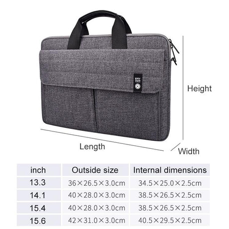 13.3 Inch Laptop Carrying Bag With Shoulder Strap - Handheld Briefcase Style - Grey