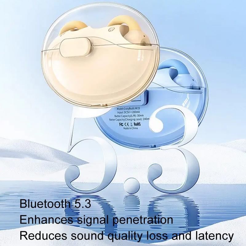 Wireless Bluetooth Earphone - Transparent Ear Clip - Ows Sports - Beige