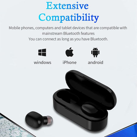 Wireless Sports Bluetooth Earphones - Binaural Stereo Black