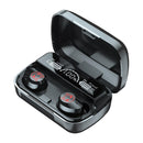 Intelligent Noise Reduction Bluetooth Earphones with Touch Control and Battery Display - Black