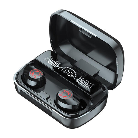 Intelligent Noise Reduction Bluetooth Earphones with Touch Control and Battery Display - Black