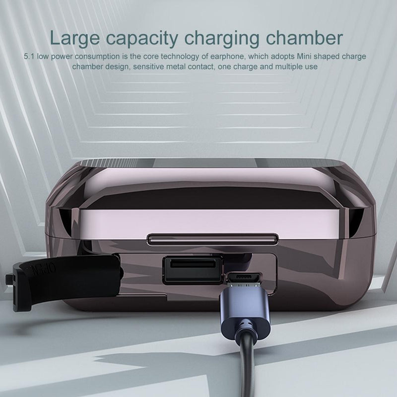 Intelligent Noise Reduction Bluetooth Earphones with Touch Control and Battery Display - Black