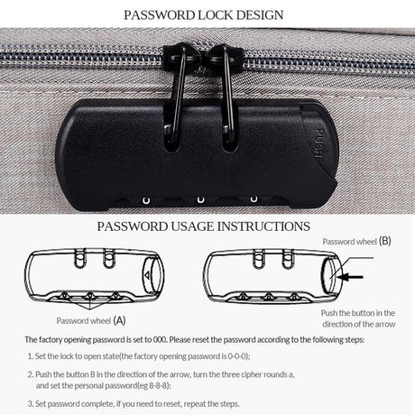 Waterproof Multi-Layer Laptop Bag With Password Lock