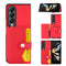 Litchi Pattern Single Button Card Holder Phone Case - Red
