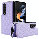 Foldable Full Coverage Double Buckle Pu Phone Case for Samsung Galaxy z Fold 4 - Brown