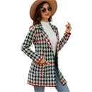 Autumn And Winter Long Sweater Collision Colour Knitted Cardigan Trench Coat - Houndstooth - M