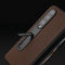 For Samsung Galaxy Z Fold4 5G Carbon Fiber Phone Case With Holder - Dark Brown